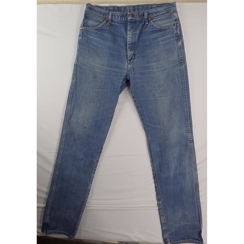 Vtg 80s Wrangler 13MWZ Cowboy Cut Denim Jeans Distressed Mens 36x36 Made In USA